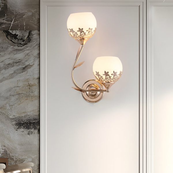 2-Light Glass Flower LED Simple European Style Wall Sconces Lighting - Image 2