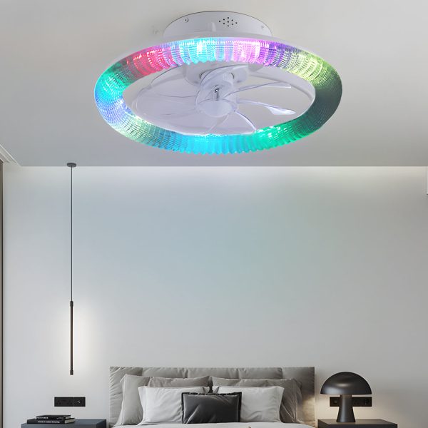 Round Dimmable with Remote Control RGB White Modern Ceiling Fan and Light - Image 4