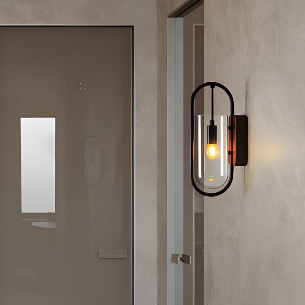 Retro Wood Base Iron Glass Shade LED 3 Step Dimming Nordic Wall Lights - Image 2