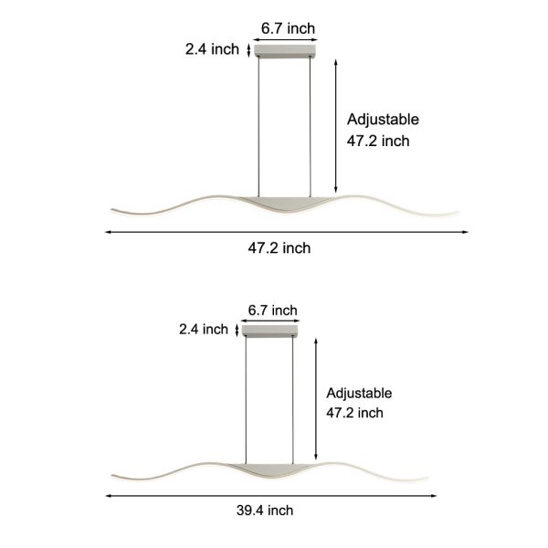 Minimalist Wave Three-Step Dimming Stepless Dimming Modern Chandelier - Image 5
