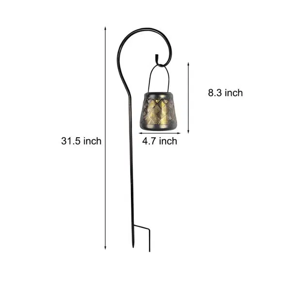 Retro Iron Mesh Solar Lanterns 2PCS LED Outdoor Hanging Lights - Image 5