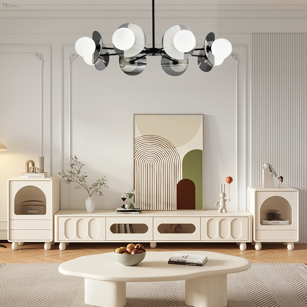 6-9f06835a-93f7-44f7-a959-8ea1833062cb.jpg Round Electroplated Glass Piece Copper Black Modern Chandeliers Light - Image 1