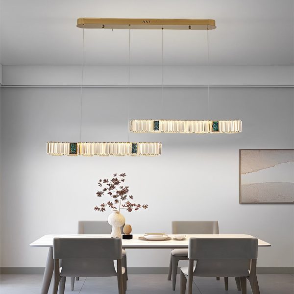 2 Strips Three Step Dimming LED Modern Crystal Dining Room Chandeliers - Image 3