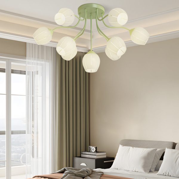 10 Heads Flowers Creative Three Step Dimming French Style Ceiling Lights - Image 3