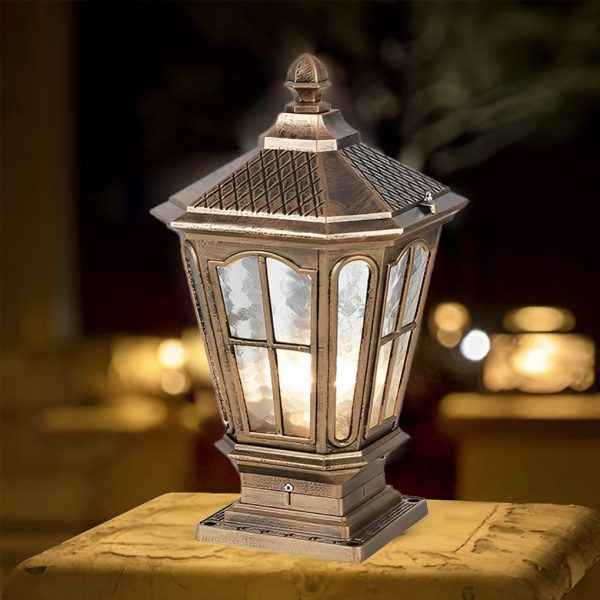 Retro Pavilion Shape Waterproof LED Solar Powered Fence Post Lights - Image 6