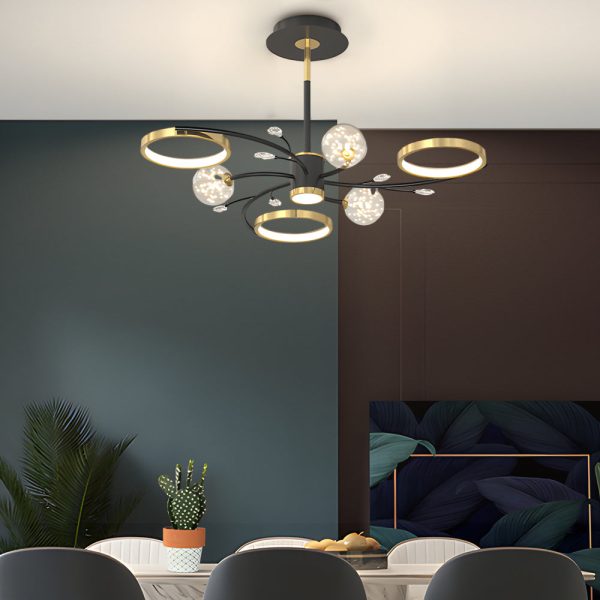 Stars Rings Flowers Branches Crystal 3 Step Dimming Modern Ceiling Lights - Image 3