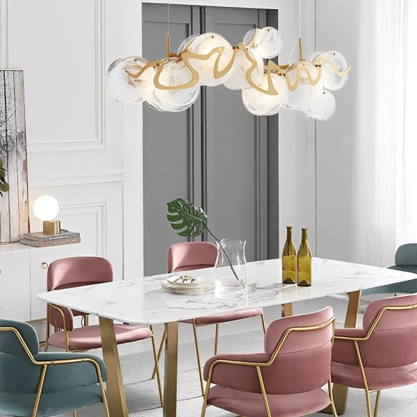 Round Glass Creative Art Iron LED Nordic Chandelier Pendant Lights - Image 3