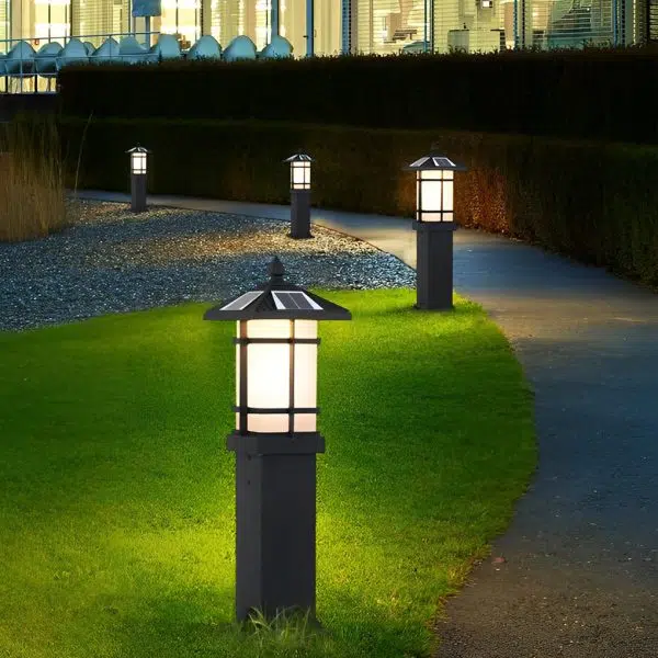 Modern Solar LED Lawn Lamp with Ancient Asian Style Top Waterproof Outdoor Light - Image 6
