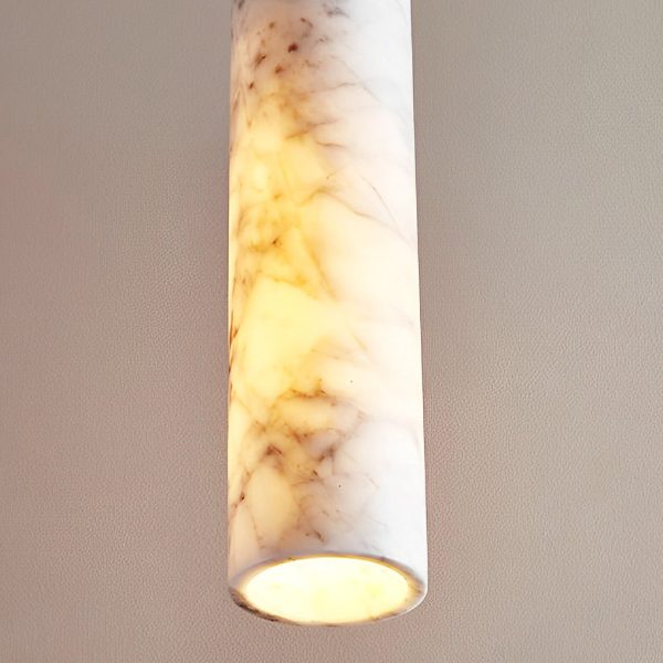 Elongated Cylindrical Marble Texture Minimalist Chandelier Pendant Lights - Image 6