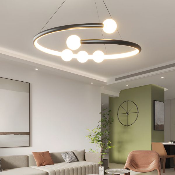 Minimalist Ring Ball 3 Step Dimming LED Nordic Chandelier Hanging Lamp - Image 3