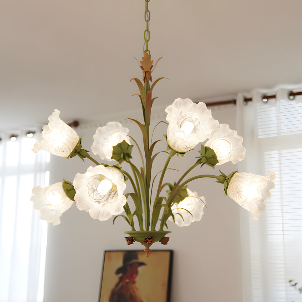 6-b5851ada-83ab-4652-9e3f-e2ef9a2c6f40.jpg Modern Pastoral Green Flower Hanging Chandelier - 3/6/8-Light - Image 1