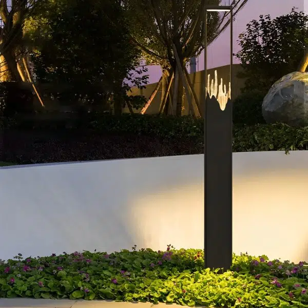 Rectangular Glass Mountain Scenery Black Modern Outdoor Pathway Lights - Image 2