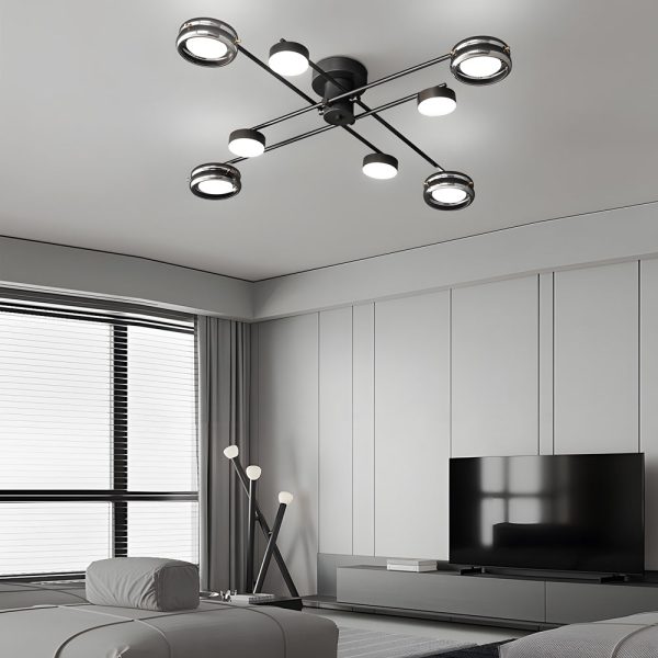 Artistic Multi-Head Matte Black Copper Semi-Flush Mount Ceiling Lighting - Image 3
