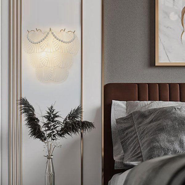 Glass Leaves Feathers Luxury Three Step Dimming French Style Wall Lamp - Image 3