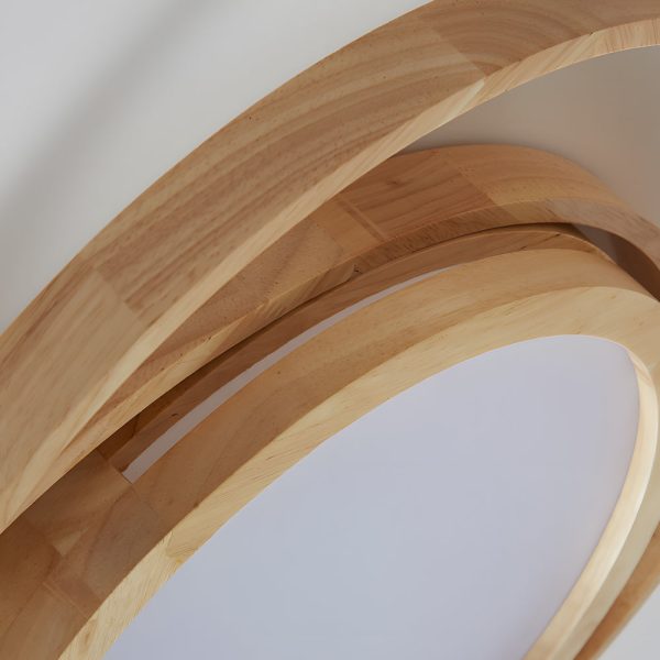Wooden Oval Rings Round LED Flush Mount Lighting Round Acrylic Ceiling Light Bedroom Ceiling Lamp - Image 5
