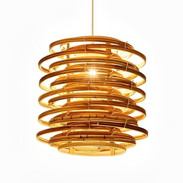 16'' Round Bamboo Pendant Light Farmhouse Pendant Light Living Room Lighting - Image 4