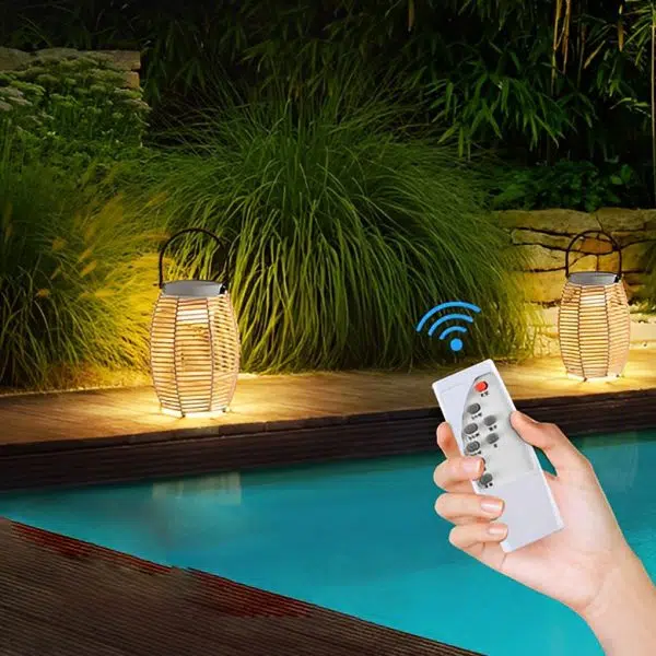 Portable Rattan LED Waterproof Solar Powered Outdoor Lantern Lights - Image 6