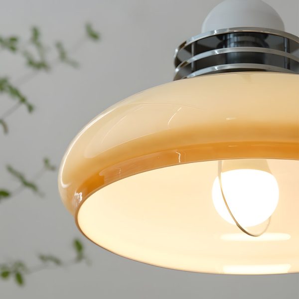 Round Glass Cream Retractable 3 Step Dimming Retro Nordic Pendant Lights - Image 5