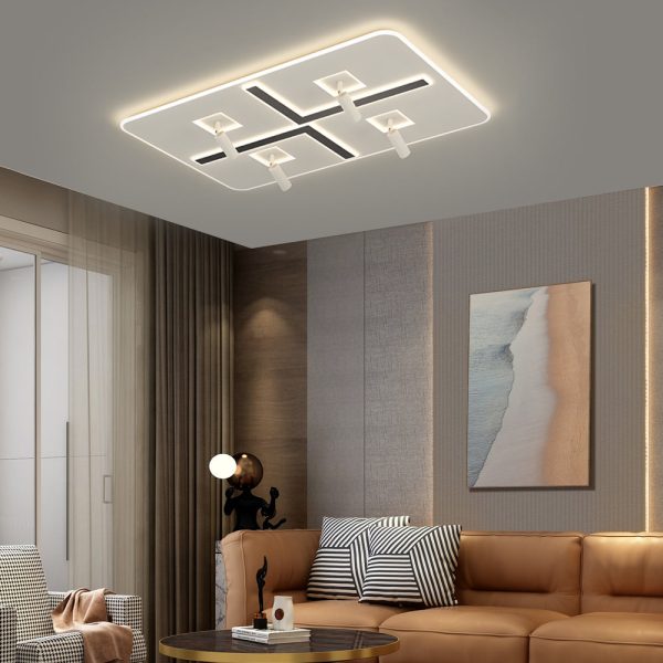 Ultra-Thin Rectangular 3 Step Dimming Modern Ceiling Lights with Spotlights - Image 2