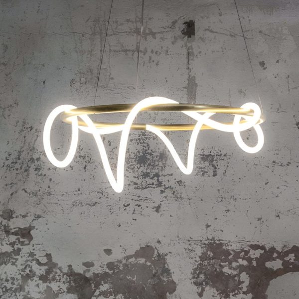 Creative DIY LED Strip Electroplated Metal Modern Chandelier Pendant Light - Image 6