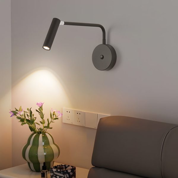 Black/White Tube LED Swing Arm Wall Light Adjustable Wall-Mounted Spotlight Bedroom Sconce Lamp - Image 6