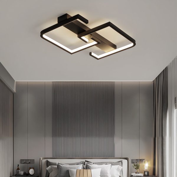 Simple Lines Square Frame 3 Step Dimming LED Black Modern Ceiling Lights - Image 3