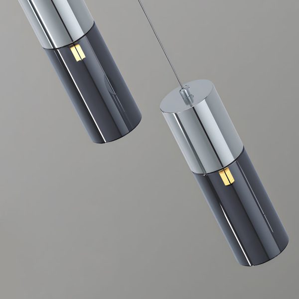 Small Cylinder Mirror Metal Smoke Gray Glass 3 Step Dimming Pendant Lights - Image 5