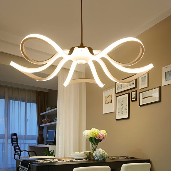 Curves Flower Petals Stepless Dimming White Nordic LED Chandelier - Image 3