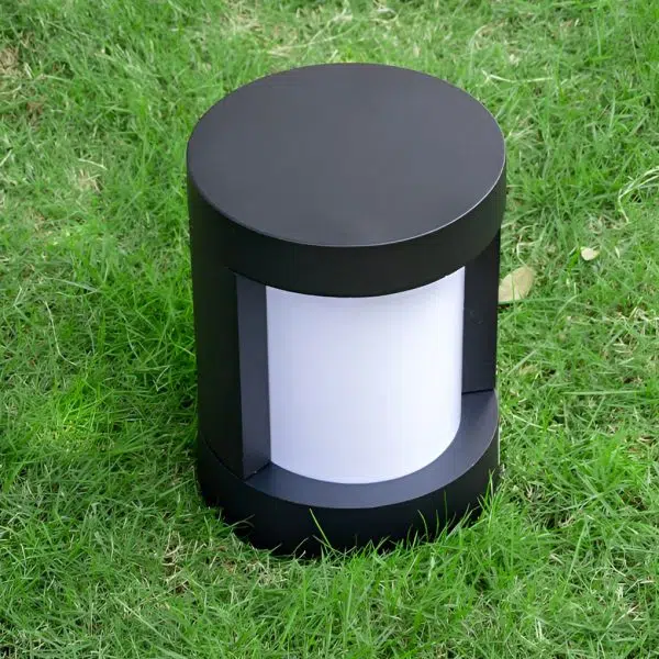 Black Cylindrical LED Pathway Lights Solar and Wired Outdoor Lighting Solutions - Image 4