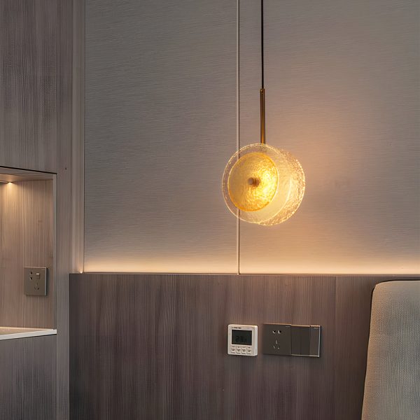 Modern Crystal Glass Disc Pendant Light with LED 1-Light Round Hanging Lamp - Image 3