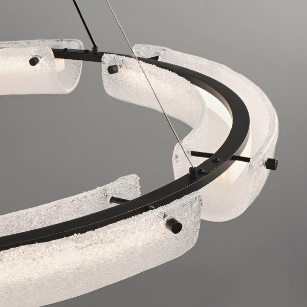 26''/34''/42'' Wide LED Frosted Water Glass Ring Chandelier - Image 5