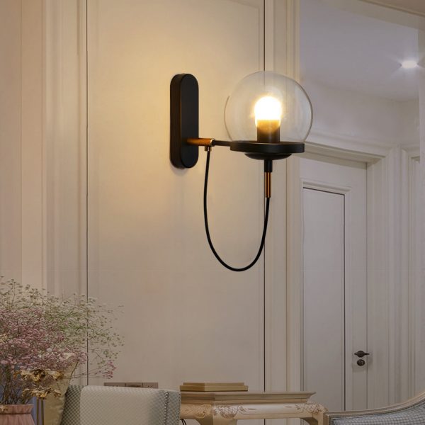 Antique Circular Metal Glass Ball LED Industrial Style Wall Sconce Lighting - Image 2