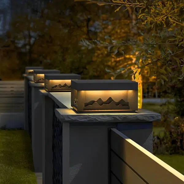 Mountain Scenery LED Waterproof Black Modern Solar Fence Post Lights - Image 3