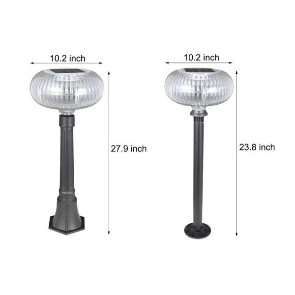 Modern Solar Lawn Light Metal Cylinder Oval  Shade LED Outdoor Bollard Light - Image 4