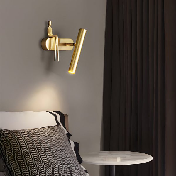 Brass Villain Wall Lamp - 1-Light Slender Adjustable LED Wall Spotlight - Image 3