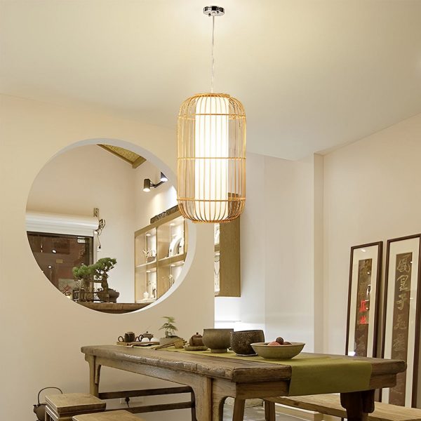 Light Burlywood Innovatively Shaped Bamboo Hand Woven Pendant Light - Image 3