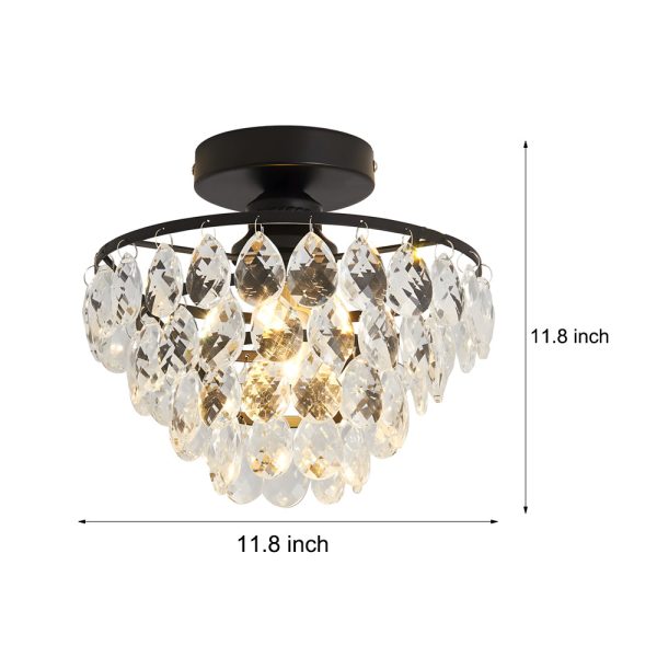 Round Luxury Crystal Simple Black Modern Ceiling Lights Fixture Chandelier - Image 5