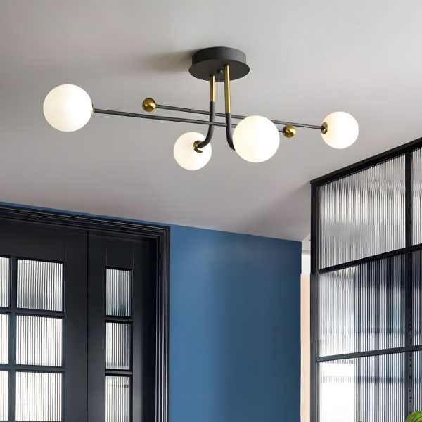 4/6/8-Light Modern Sputnik Globe Semi-Flush Mount Light with White Glass Shade - Image 3