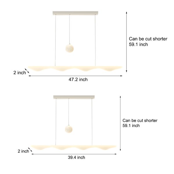 Long Strip Waves Moon Three Step Dimming White Creative Modern Chandelier - Image 5