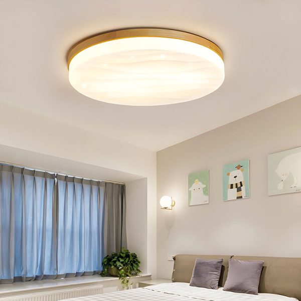 Round Square Wood Three Step Dimming Modern LED Ceiling Lights Fixture - Image 3