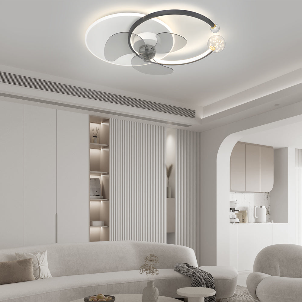 6-effd753b-f5a1-4e06-a208-0b97a14e2fc3-1.jpg Mute Creative Round Ring 3 Step Dimming Modern Flush Mount Ceiling Fan Lamp - Image 3