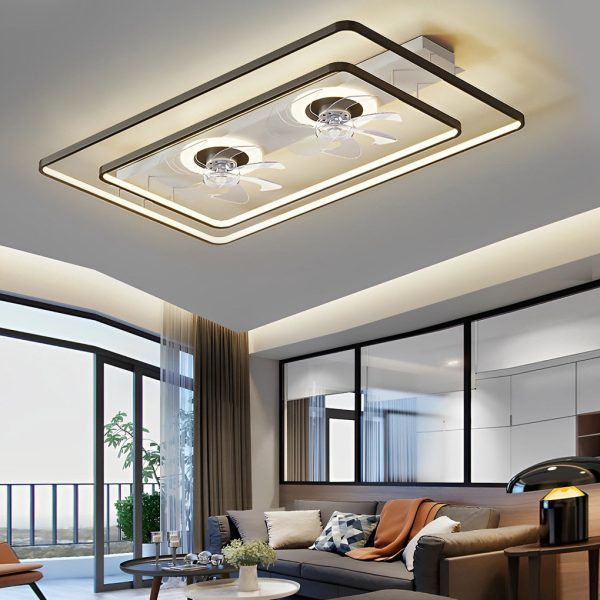 Rectangular LED Two Fans Nordic Bladeless Ceiling Fan - Image 5