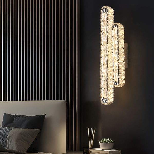 Double Strip Three Step Dimming Light LED Crystal Modern Wall Lamp Wall Sconce Lighting - Image 4