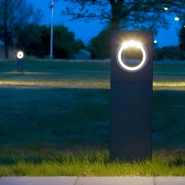 Sleek Black Modern Outdoor Pathway Light with Unique Round Hole Feature - Image 5