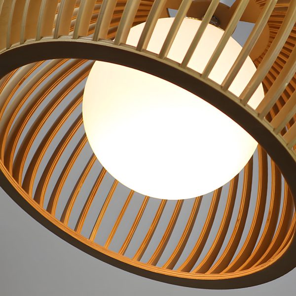 Hemispherical Wood Birdcage Glass Ball Shade Creative Modern Chandelier - Image 5