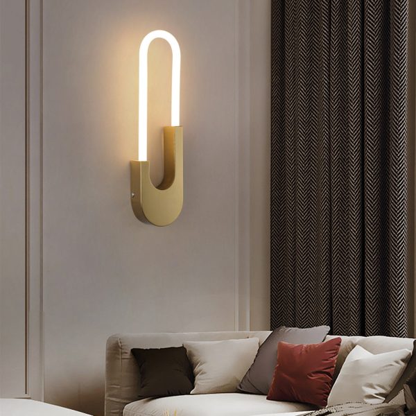 Modern Indoor Oval LED Wall Sconces - 16'' H, Gold/Black - Image 5