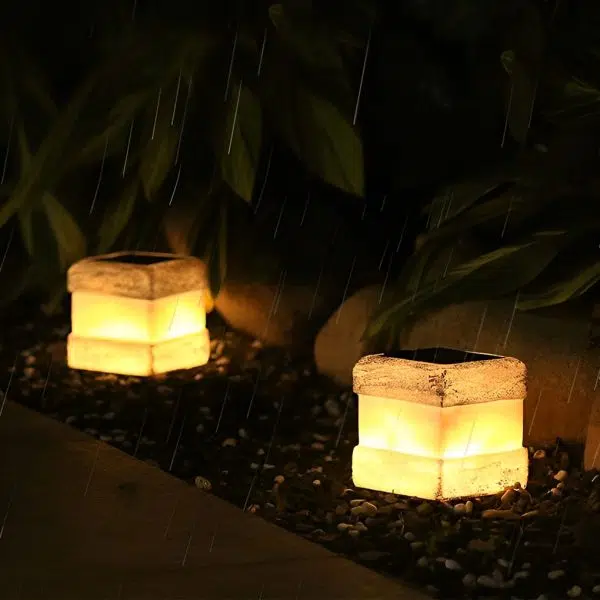 Modern Square Resin Solar Light Waterproof LED Garden Lamp - Image 4