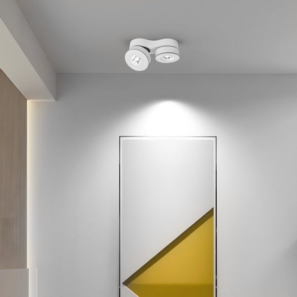 Modern Double Head Rotating Folding Ceiling-Mounted Spotlight in Black/White - Image 3