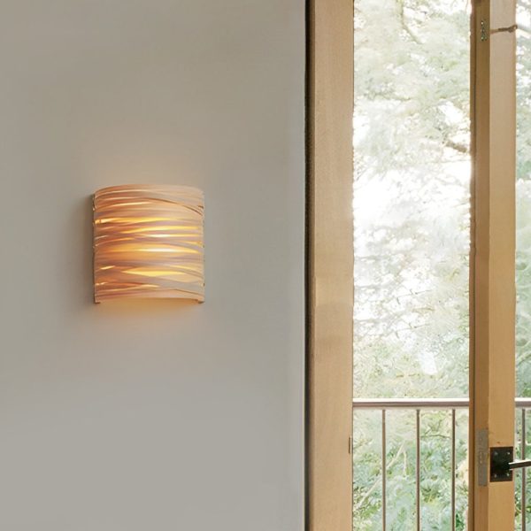 Semi-cylindrical Handmade Wood Decorative Modern Wall Lamp Atmosphere Light - Image 5