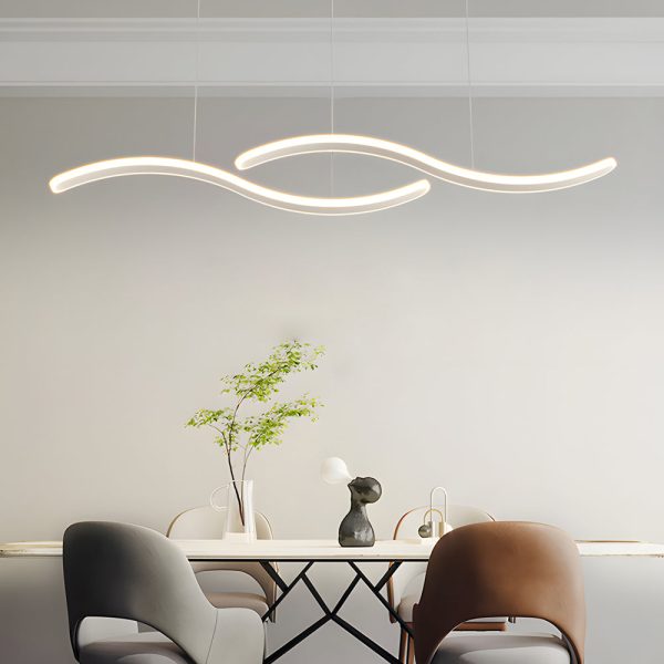 2-Wavy Line LED Dining Room Pendant Light - 3-Step Dimming - Image 3